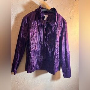 Chico's NWT Utility Jacket purple animal print colorful casual zip M L Chico’s 2